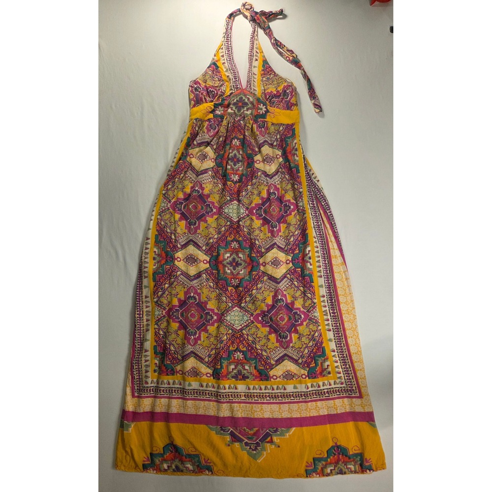 Angie Women's Halter Maxi Dress Size S Multicolor Boho Sundress Geometric